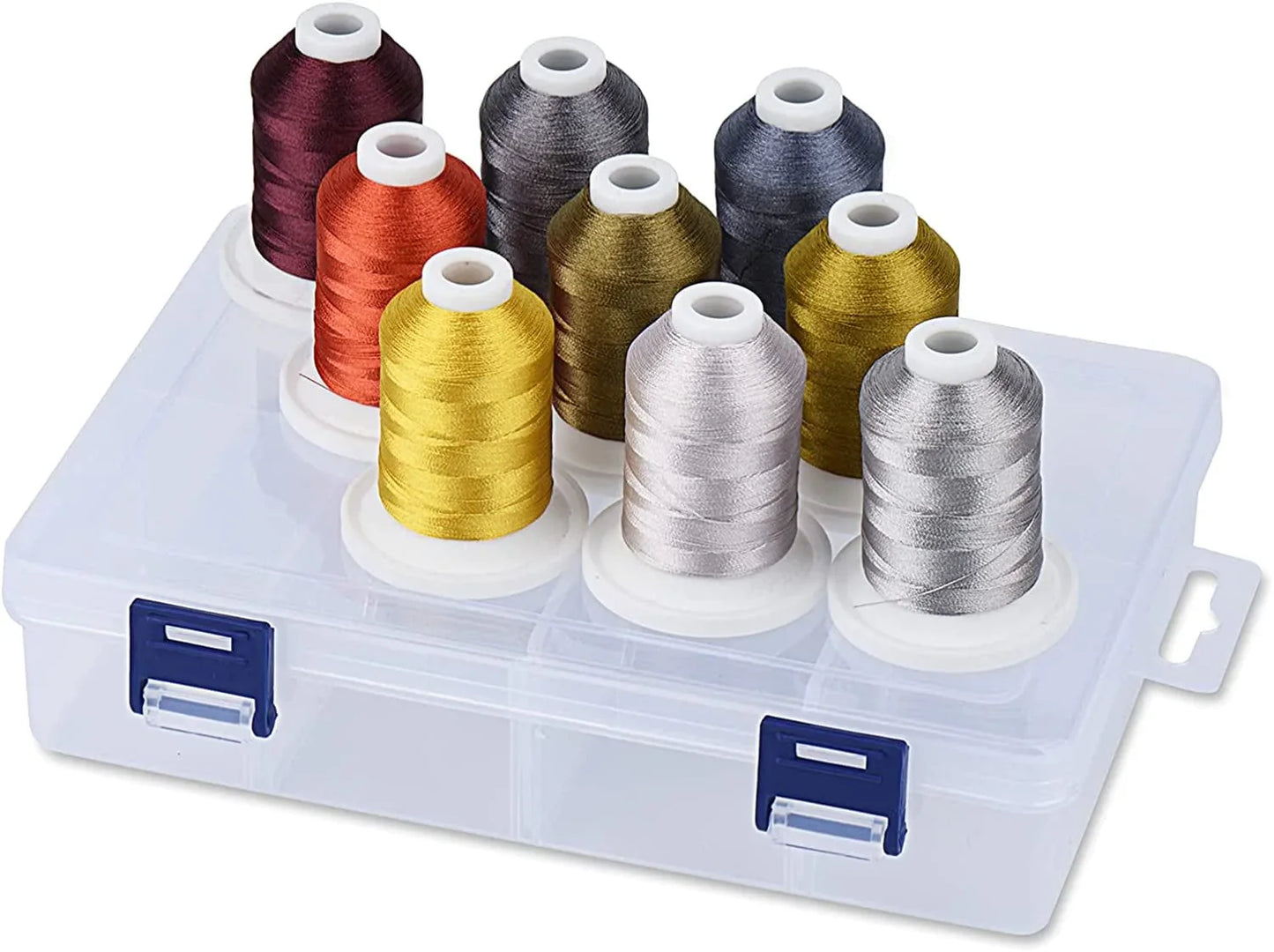 Simthread Embroidery Thread with Storage Box - 12 Options - 800 Yards/Spools, 9 Regular Colors for Embroidery and Sewing Machine