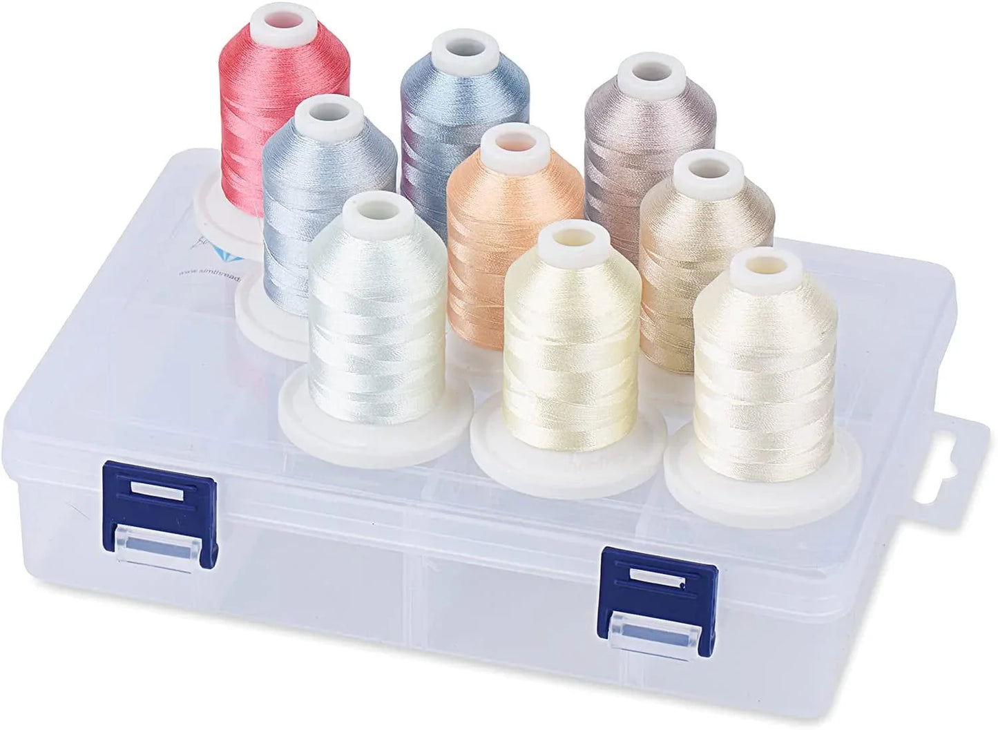 Simthread Embroidery Thread with Storage Box - 12 Options - 800 Yards/Spools, 9 Regular Colors for Embroidery and Sewing Machine