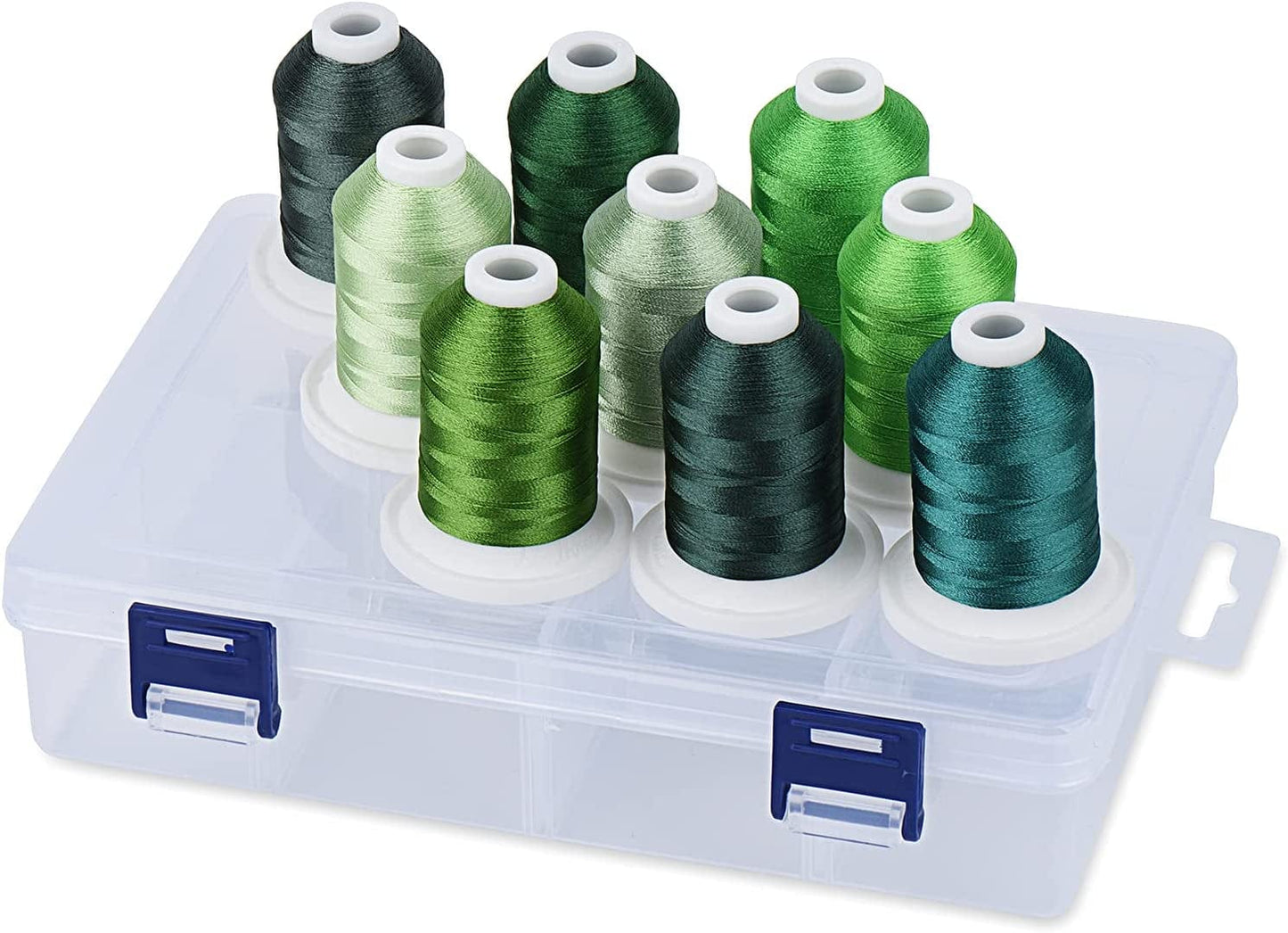 Simthread Embroidery Thread with Storage Box - 12 Options - 800 Yards/Spools, 9 Regular Colors for Embroidery and Sewing Machine