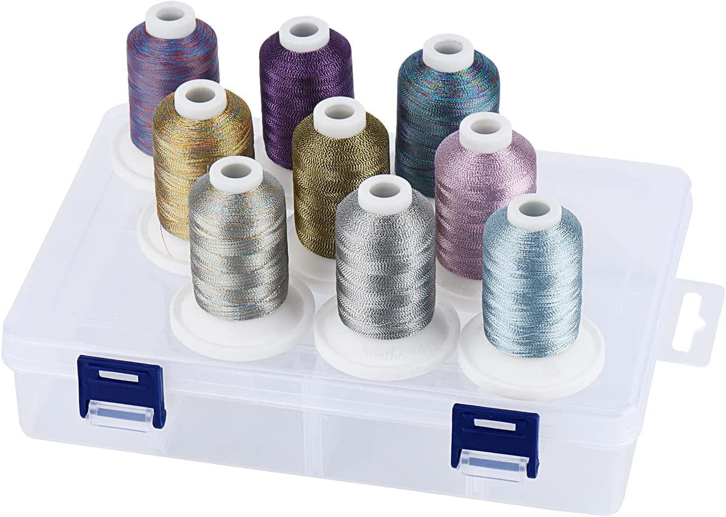 Simthread Embroidery Thread with Storage Box - 12 Options - 800 Yards/Spools, 9 Regular Colors for Embroidery and Sewing Machine