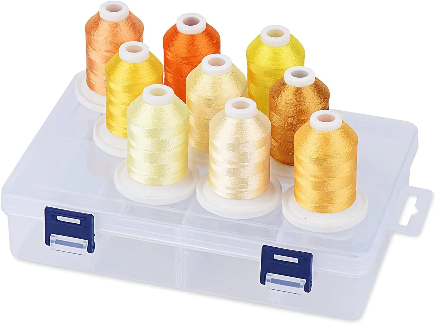 Simthread Embroidery Thread with Storage Box - 12 Options - 800 Yards/Spools, 9 Regular Colors for Embroidery and Sewing Machine