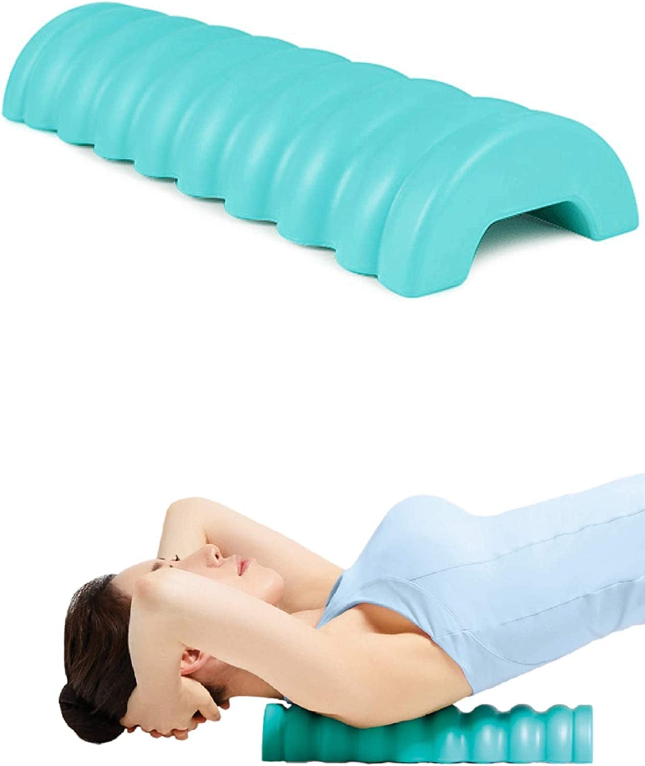 SNPE Wave Pillow (Mint). Posture Correction Exercise Tool for Back, Shoulder and Neck. Half Foam Roller (ABS) for Relaxing Hip Muscle and Calf Stretching