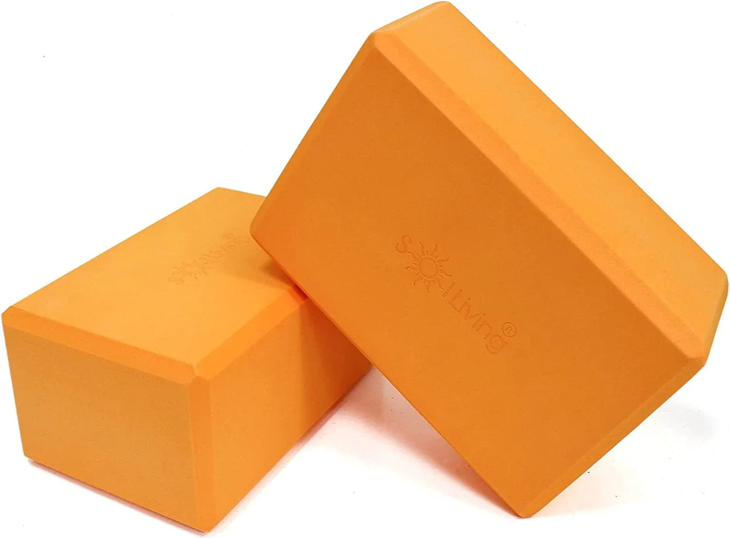 Sol Living Yoga Blocks 2 Pack High Density EVA Foam Yoga Cushion Stretching Pilates Meditation Exercise Equipment Support Deepen Poses Odor Free Non Slip Yoga Accessories - 4" X 6" X 9"