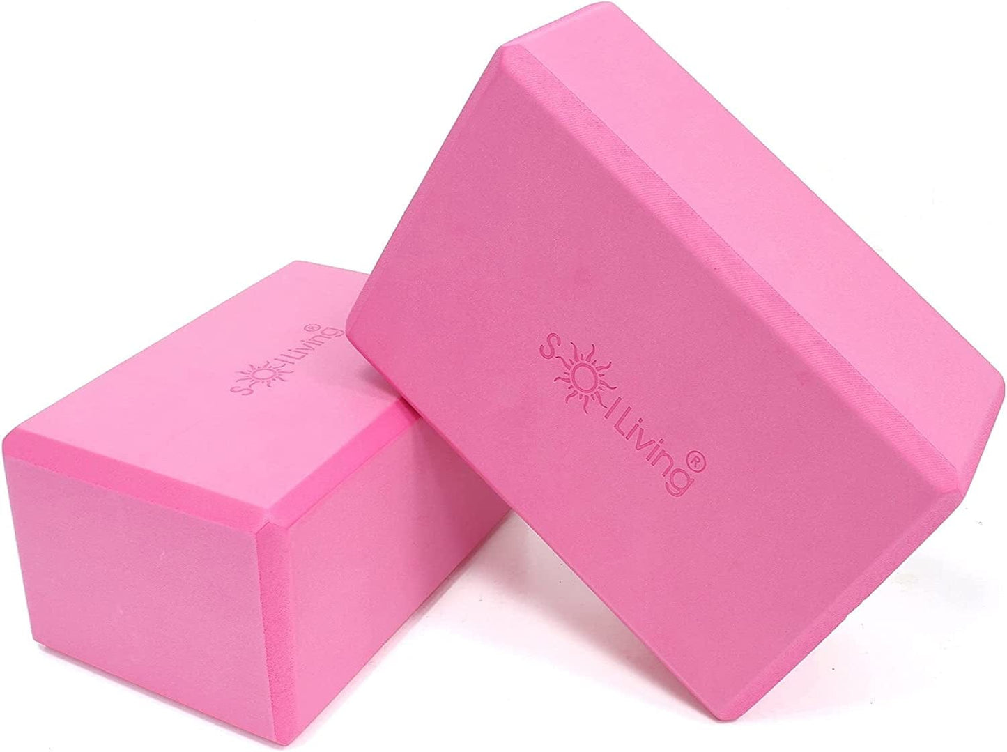 Sol Living Yoga Blocks 2 Pack High Density EVA Foam Yoga Cushion Stretching Pilates Meditation Exercise Equipment Support Deepen Poses Odor Free Non Slip Yoga Accessories - 4" X 6" X 9"