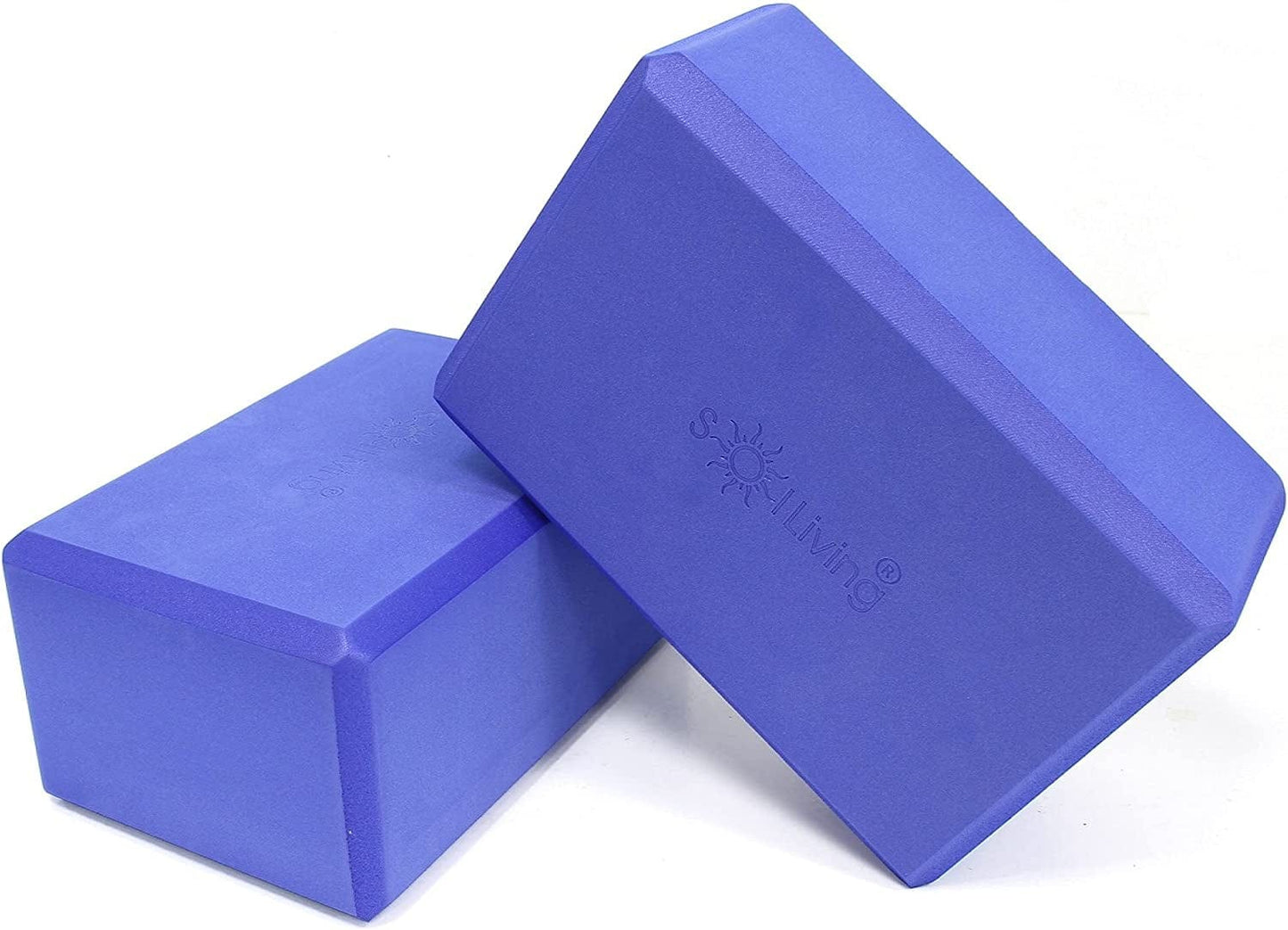 Sol Living Yoga Blocks 2 Pack High Density EVA Foam Yoga Cushion Stretching Pilates Meditation Exercise Equipment Support Deepen Poses Odor Free Non Slip Yoga Accessories - 4" X 6" X 9"