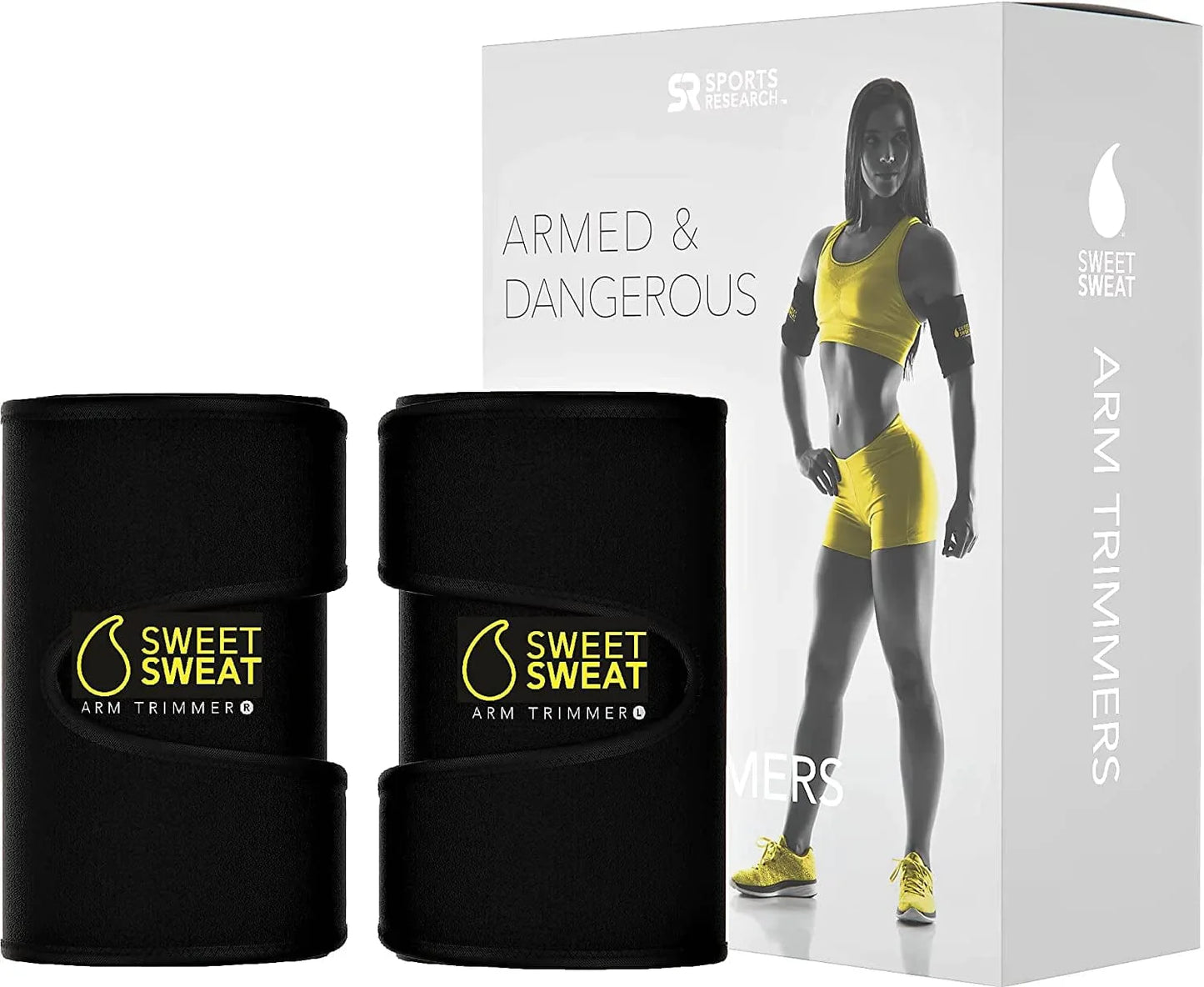 Sports Research Sweet Sweat Arm Trimmers for Men & Women | Premium Quality Arm Wraps for Maximizing Heat & Sweat during Exercise| Includes Mesh Carry-Bag