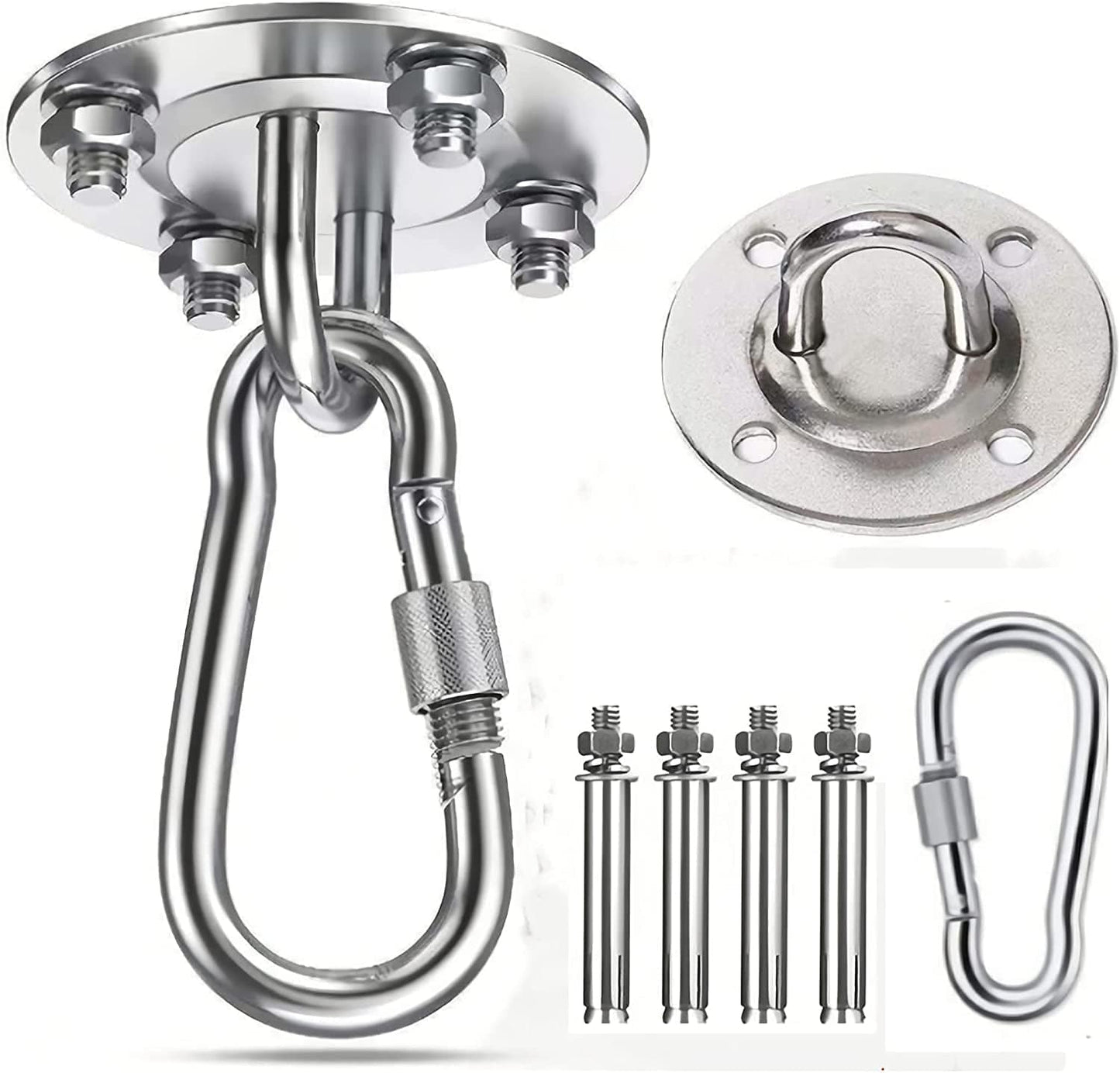 Stainless Steel 304 Antirust Silent Hanging Hook Kit,1000Lb Capacity Wall Ceiling Mount Heavy Duty Swing Bracket for Suspension Strap Trainer, Yoga Swing, Woss Suspension, Gym Accessories
