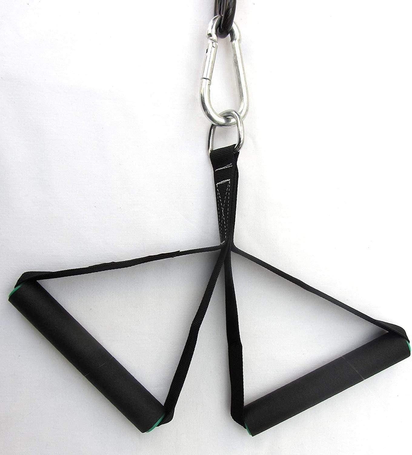 STIRRUP HANDLE 1-D DOUBLE Short 9" for Multi-Gym Cable Crossover Attachment MULTI-USE Gym Equipment, Resistance Bands, Suspension Body Trainers, Tricep/Bicep Ultimate Trainer Sure-Grip