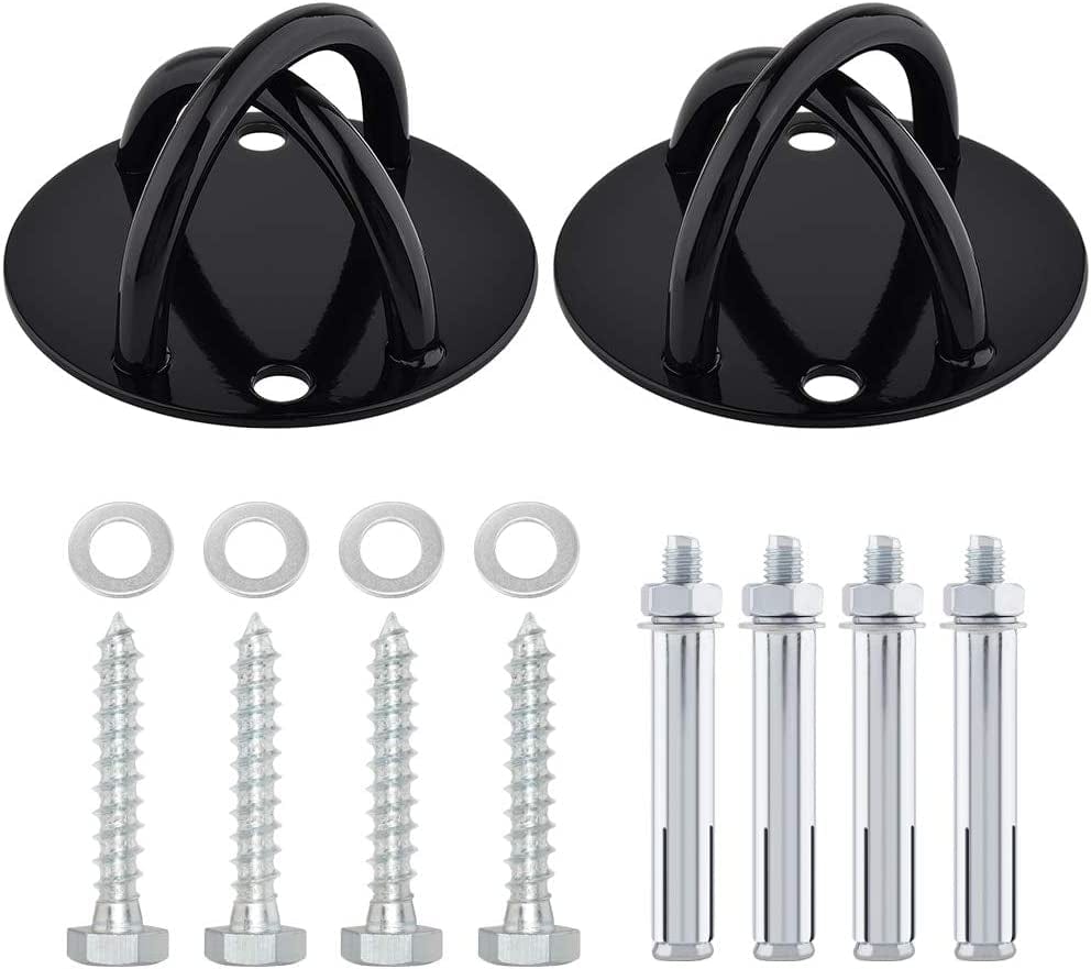 SUNMALL 2Pcs Battle Rope Anchor Wall Mount for Suspension Straps, Yoga Swing Ceiling Mount Brackets for Gymnastic Rings,Olympic Rings,Hammock,Resistance Band, X-Mount Ceiling Hooks