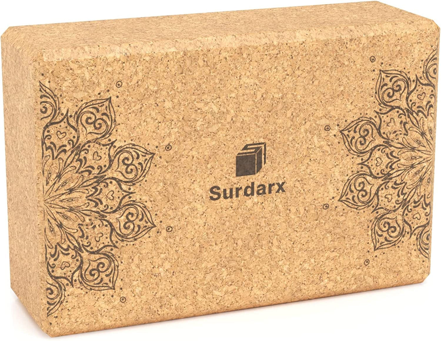 Surdarx Yoga Blocks Natural Cork Yoga Brick Recyclable, Non-Slip, Sturdy for Yoga, Pilates, Meditation