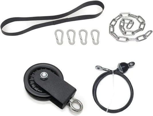 SYL Fitness Cable Pulley System Gym Equipment, Squat Rack Accessories for LAT Pulldown, Tricep, Bicep, Arm Workouts - DIY Home Gym Cable Machine - Weight Plates Loading Pin
