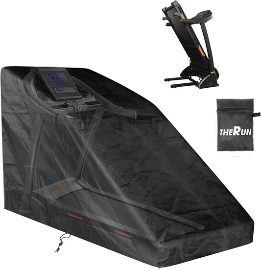 THERUN Treadmill Cover, Dustproof and Waterproof Protective Oxford Cloth Treadmill Cover for Folding Treadmill Gym Machine, Black