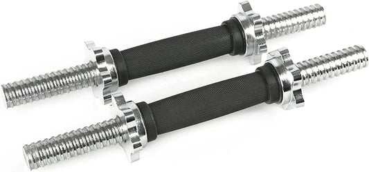 Threaded Dumbbell Rubber Handles Chrome Handles, 14-Inch Adjustable Dumbbell Bar Handles, Fits 1-Inch Diameter Standard Weight Plates, Weightlifting Accessories Sold in Pair