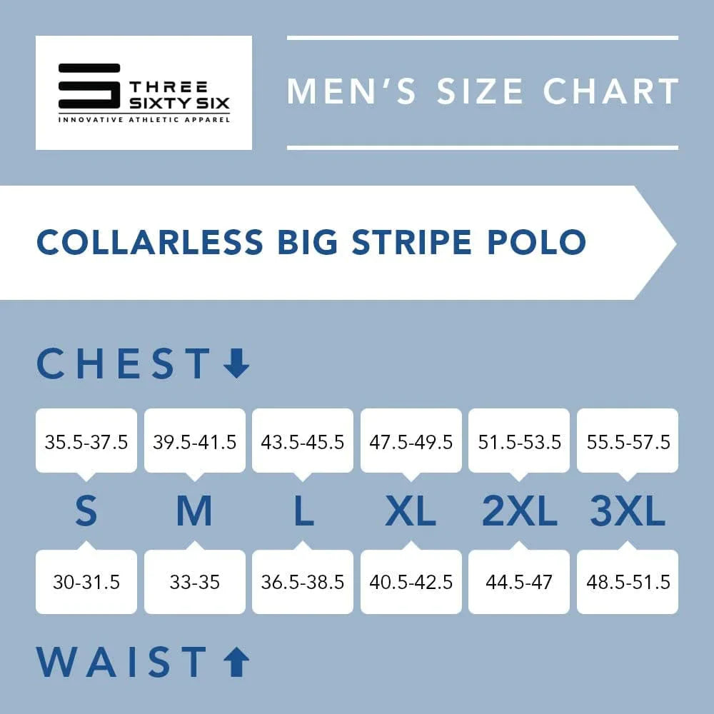 Three Sixty Six Golf Shirts for Men - Dry Fit Collarless Polo Shirts - Lightweight and Breathable, Stripe Design