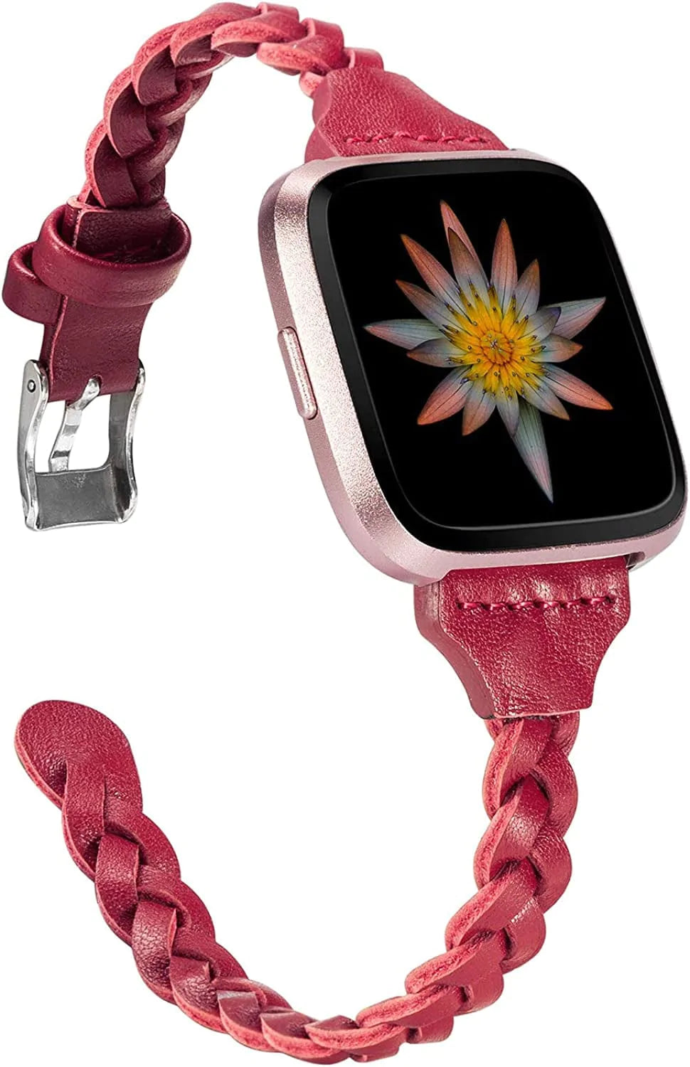 TOYOUTHS Leather Bands Compatible with Fitbit Versa/Versa 2/Versa Lite & Special Edition for Women Men Slim Handmade Weave Wristband Braided Strap Replacement Bracelet Accessories