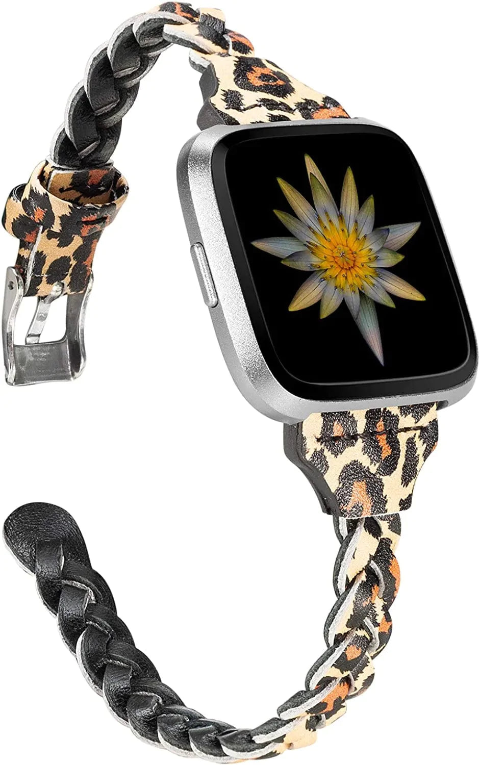 TOYOUTHS Leather Bands Compatible with Fitbit Versa/Versa 2/Versa Lite & Special Edition for Women Men Slim Handmade Weave Wristband Braided Strap Replacement Bracelet Accessories