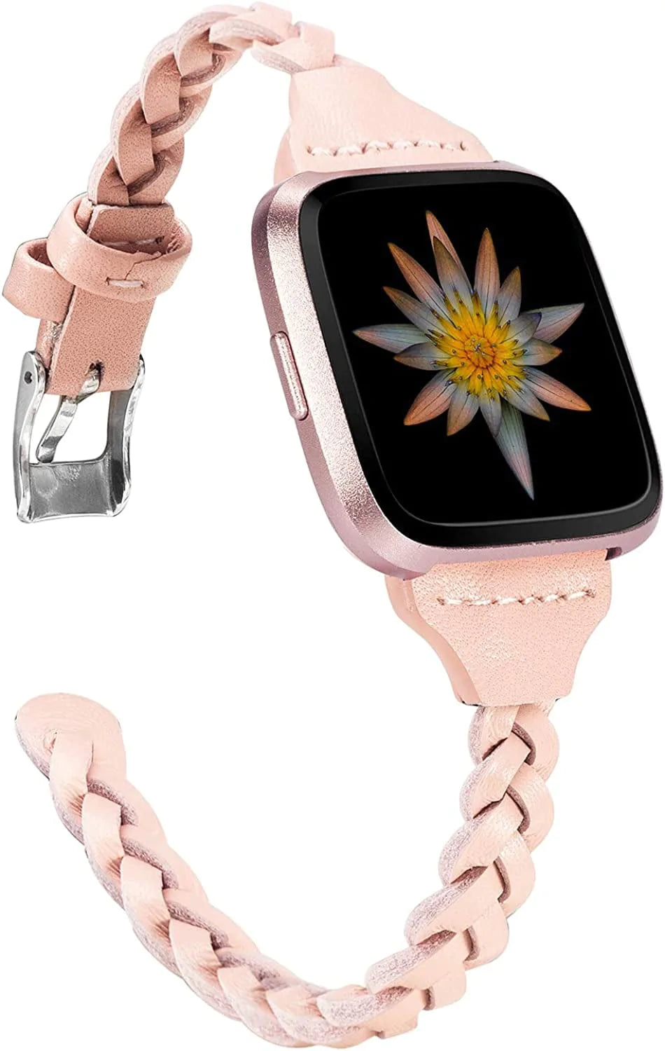 TOYOUTHS Leather Bands Compatible with Fitbit Versa/Versa 2/Versa Lite & Special Edition for Women Men Slim Handmade Weave Wristband Braided Strap Replacement Bracelet Accessories