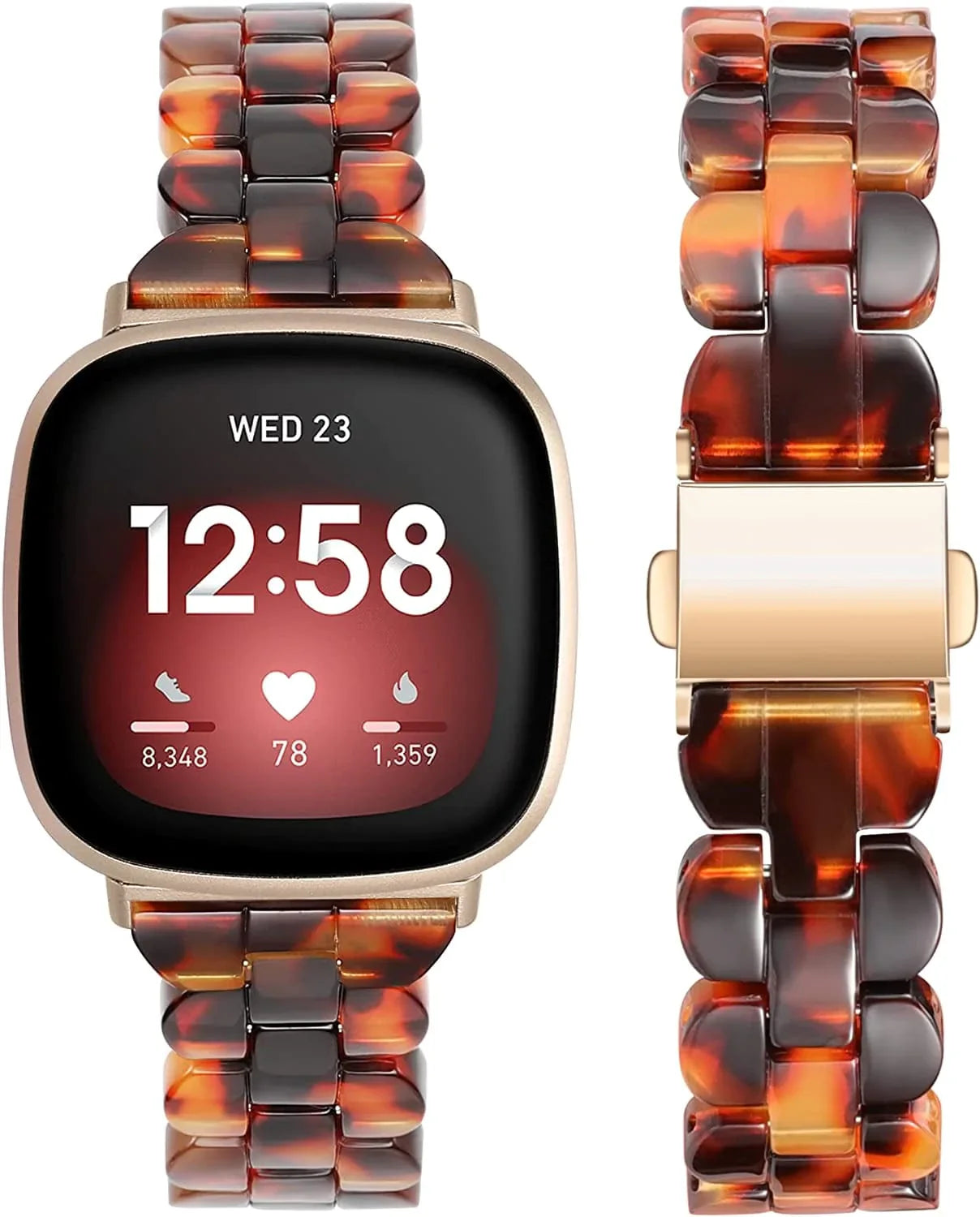 TOYOUTHS Slim Cute Resin Bands Compatible with Fitbit Sense Bands Women, Lightweight Thin Sense Watch Bands Dressy Bracelets Elegant Accessories for Fitbit Versa 3 Bands Women, Clear Light Pink