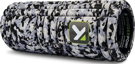 TRIGGERPOINT Grid Foam Roller, Deep Tissue Muscle Massage, Versatile Foam Roller, Multi Purpose, with Free Online Instructional Videos, Grey Camo, 13''/33Cm