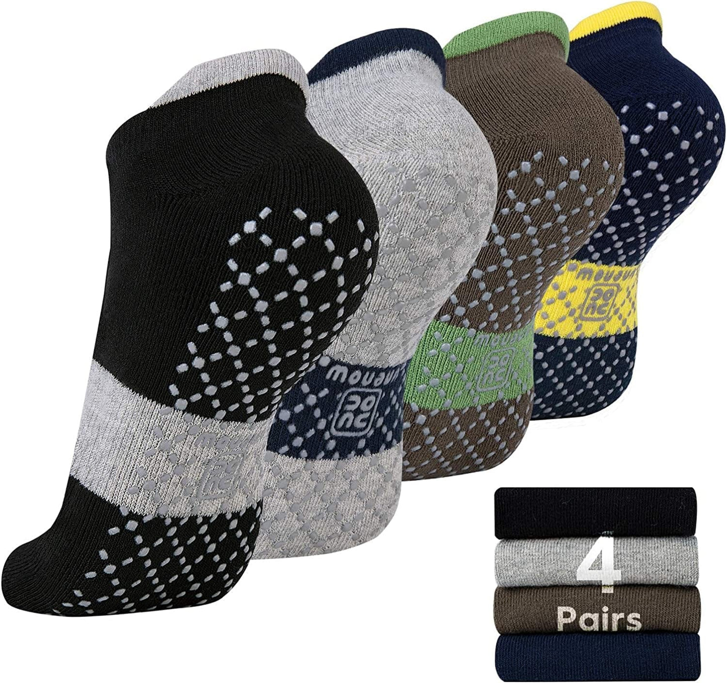 Unenow Unisex Non Slip Grip Socks with Cushion for Yoga, Pilates, Barre, Home & Hospital