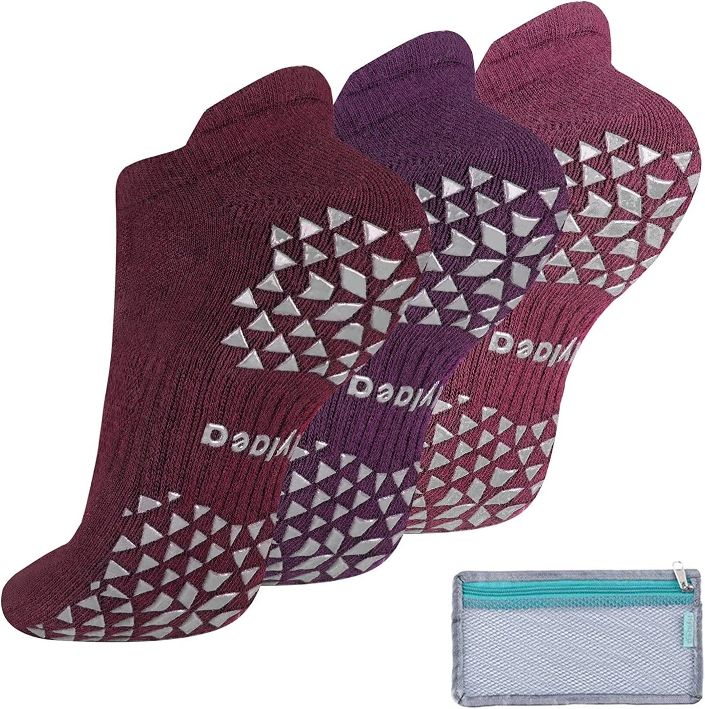 Unisex Non Slip Grip Socks for Yoga, Hospital, Pilates, Barre | Ankle, Cushioned