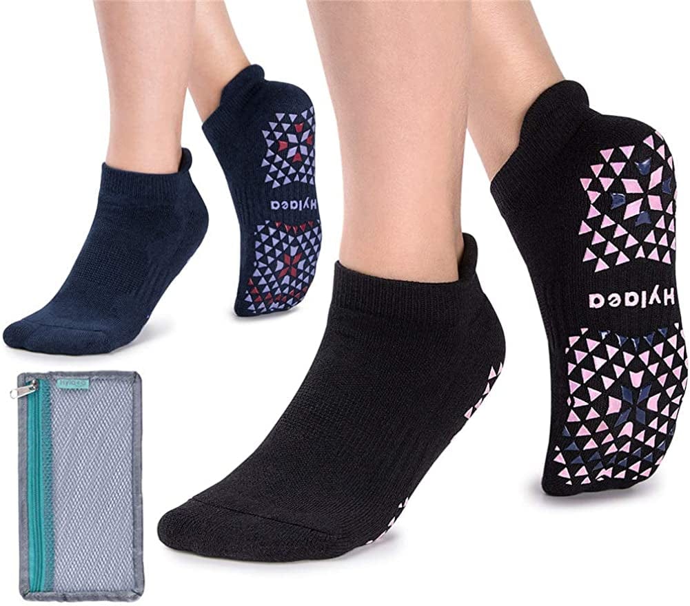 Unisex Non Slip Grip Socks for Yoga, Hospital, Pilates, Barre | Ankle, Cushioned