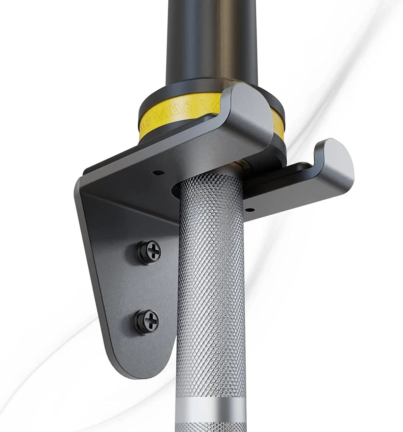 VAIIO Single Olympic Barbell Hanger,Garage Gym Bar Wall Rack,Vertical Barbell Mount Rack,Black Powder Coated,Space Saving Commercial or Home Gym Accessory,Holds under 33Mm Bar Size