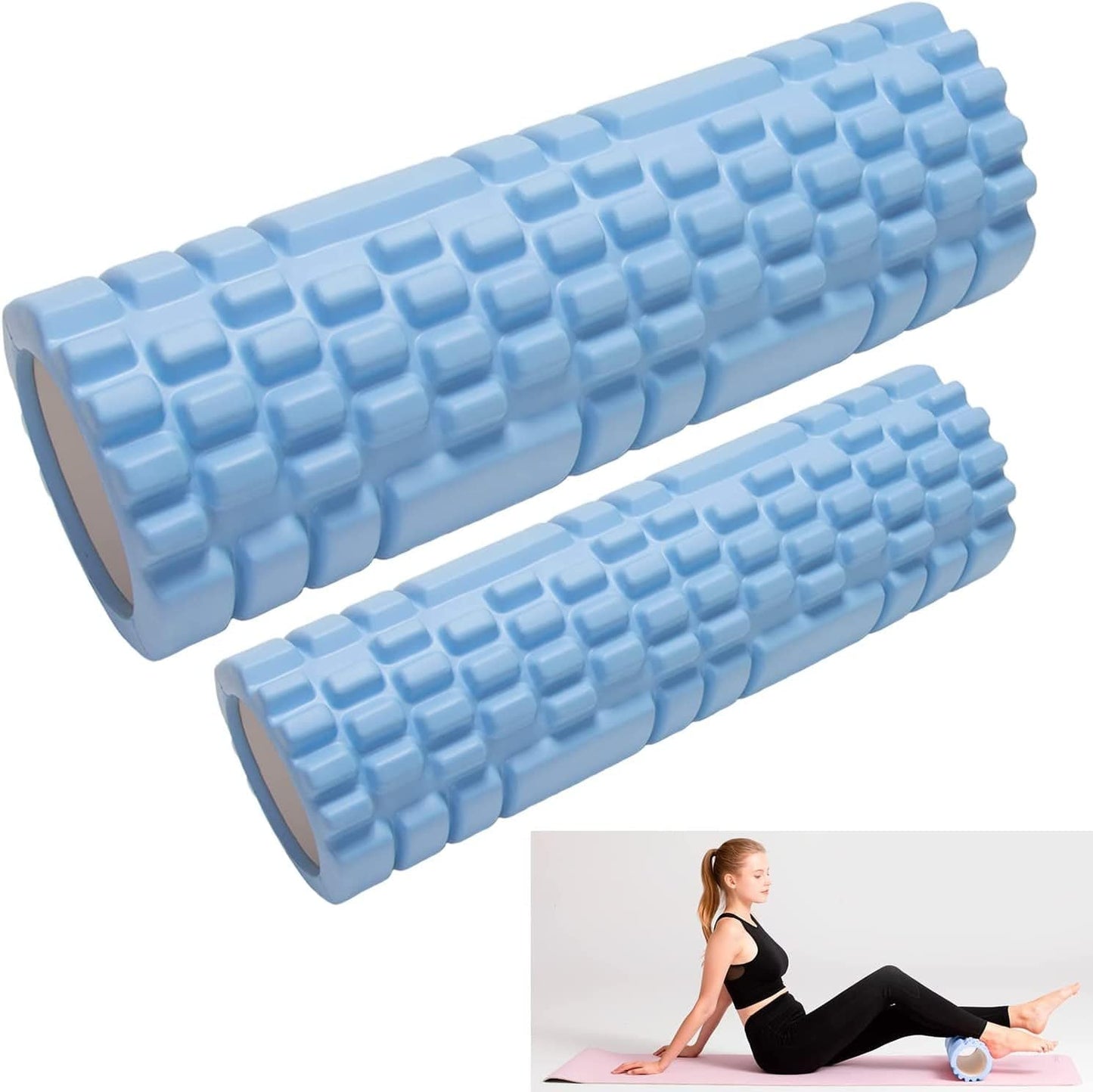 Vaupan Foam Roller Deep Tissue Massage and Muscle Recovery, Myofascial Trigger Point Release, 2 Pack High-Density Foam Roller for Exercise, Physical Therapy (Black)