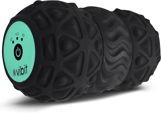 Vibit - Vibrating Massage Roller for Foot, Leg, Muscles, and More, Great for Pain Relief, Sciatica, and Plantar Fasciitis, Portable, Lightweight, 3 Vibration Levels (Black) (10Cm Diameter)