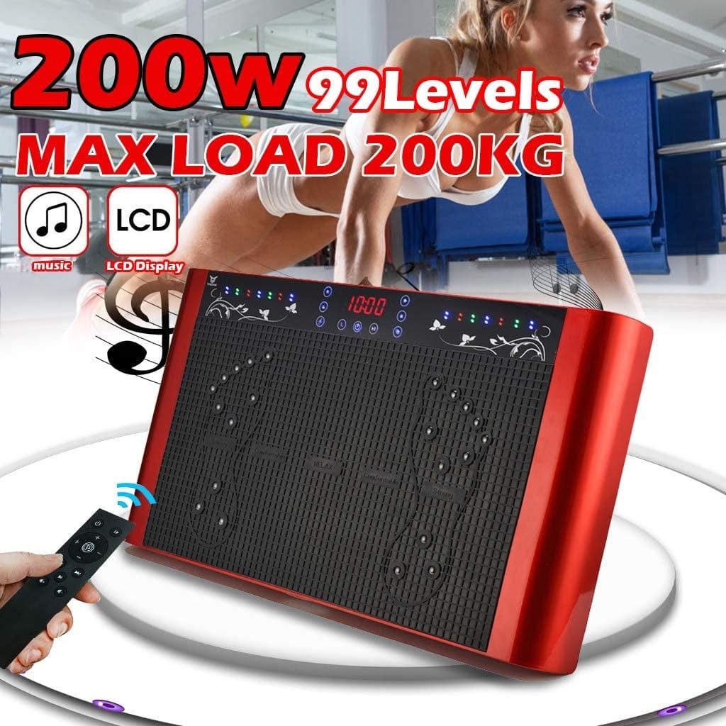 Vibration Plate Exercise Machine Whole Body Workout Vibration Fitness Platform for Home Fitness & Weight Loss + Resistance Band + Remote Control, 99 Levels