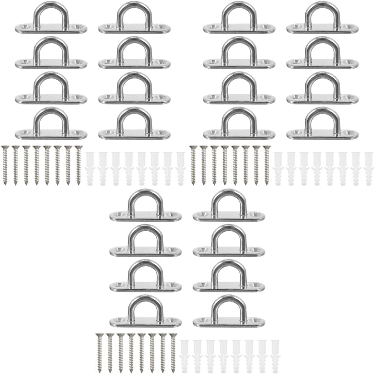 VILLCASE 24 Pcs Plates Gym Home Marine Suspension Hooks Strap Chair Hardware Fixed for Bracket Air Wall Trainer Anchor Yoga Mount Silver Hook Swing Staple Stainless Ceiling