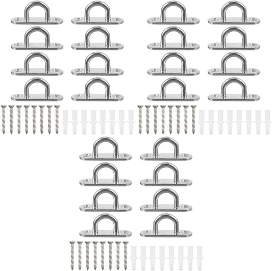VILLCASE 24 Pcs Plates Gym Home Marine Suspension Hooks Strap Chair Hardware Fixed for Bracket Air Wall Trainer Anchor Yoga Mount Silver Hook Swing Staple Stainless Ceiling