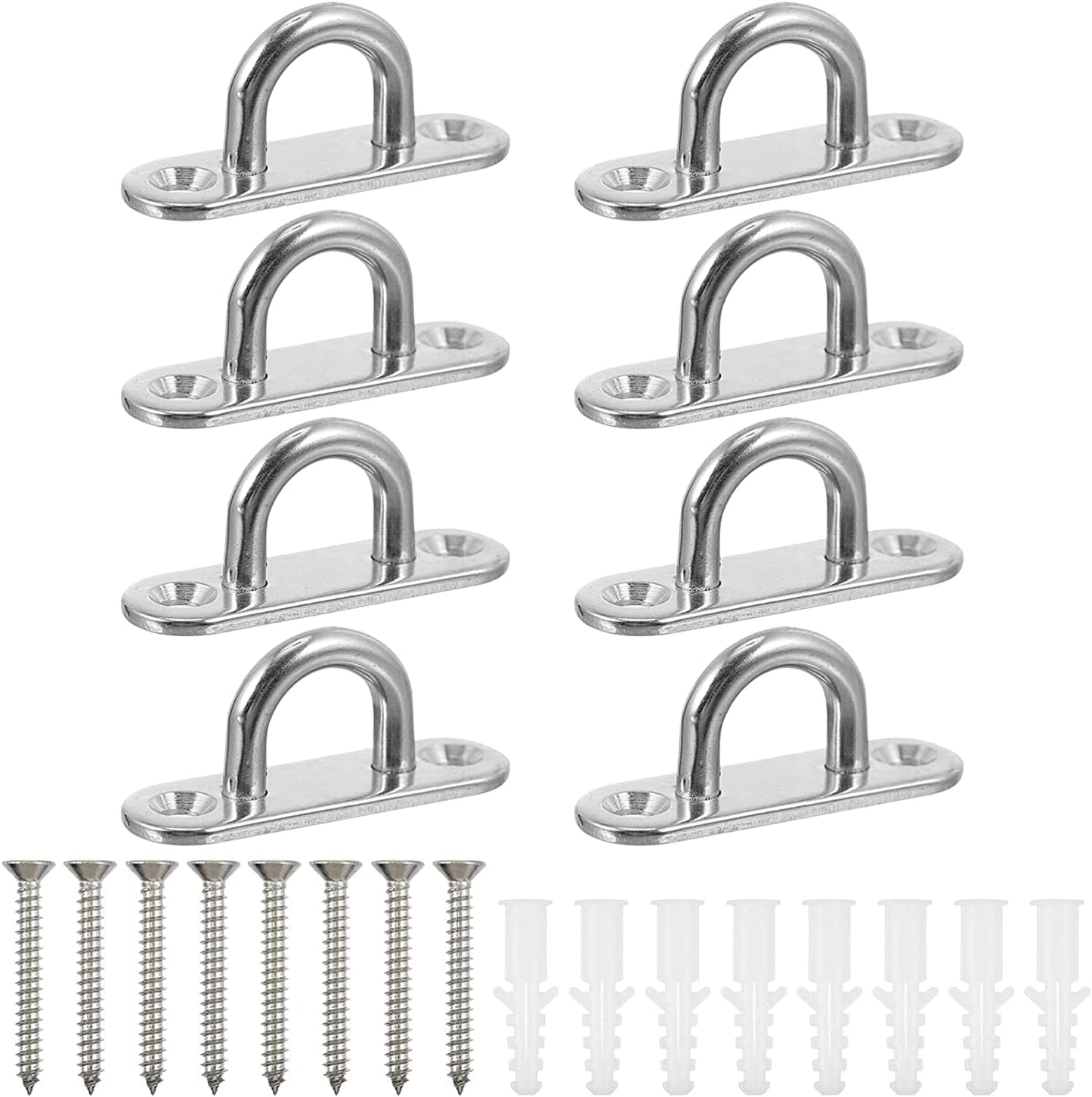 VILLCASE 24 Pcs Plates Gym Home Marine Suspension Hooks Strap Chair Hardware Fixed for Bracket Air Wall Trainer Anchor Yoga Mount Silver Hook Swing Staple Stainless Ceiling