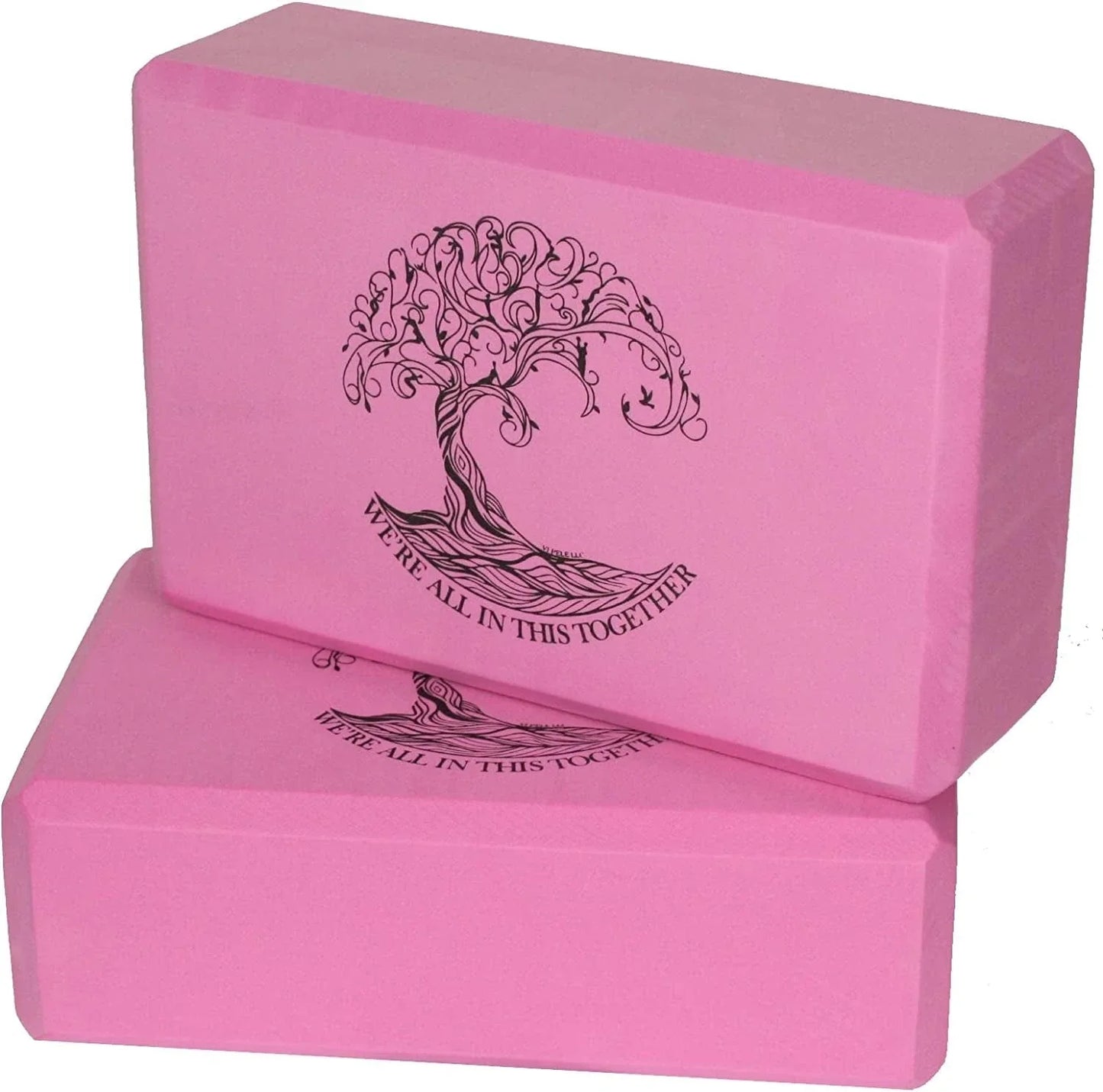VIPELE Yoga Block (1 or 2 PC) - High Density EVA Foam Block. We in This Together Blocks Support and Deepen Poses, Improve Strength - Lightweight, Odor and Moisture Resistant