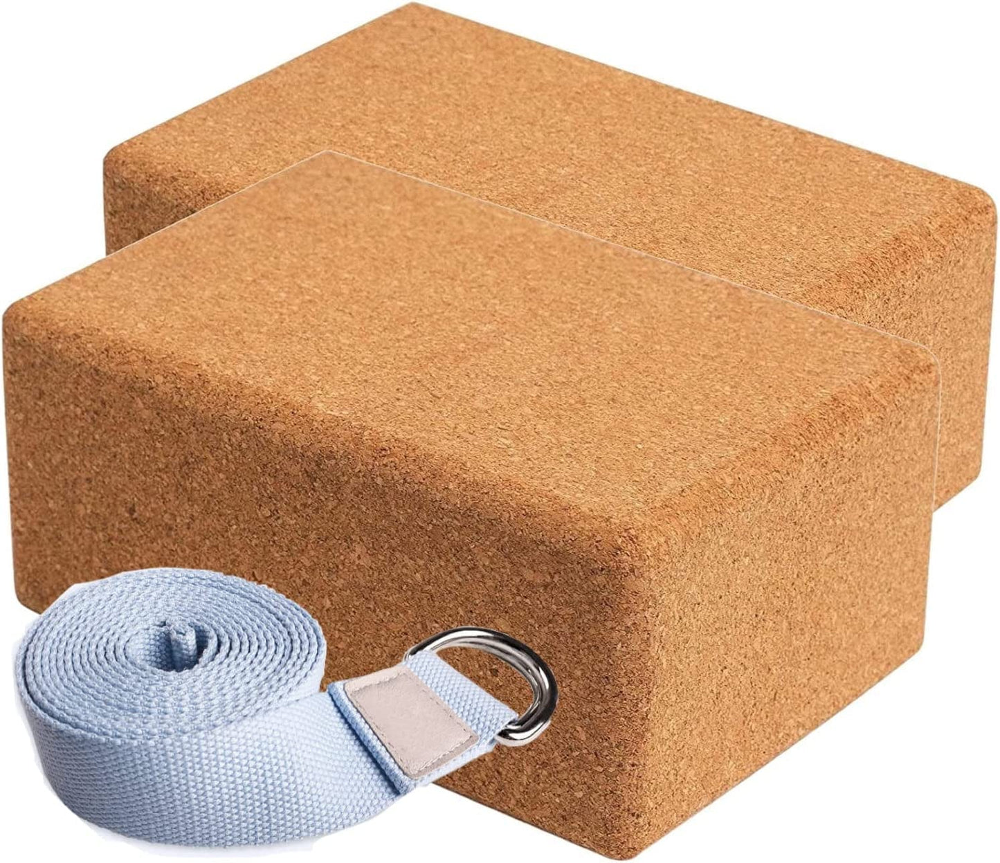 Volcano Cork Yoga Blocks 2 Pack Set -Natural Cork from Portugal, 9"X6"X4" Yoga Blocks Non-Slip&Anti-Tilt for Women| Men, Lightweight, Odor-Resistant| Moisture-Proof, Perfect Yoga Equipment