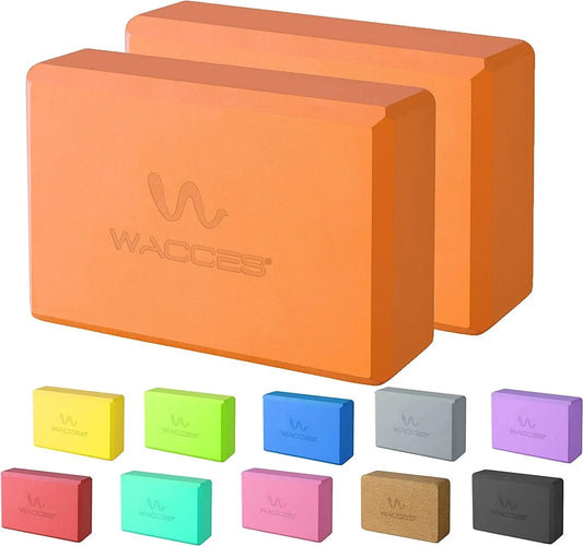 Wacces Foam Exercise, Fitness & Yoga Blocks - Set of 2 (9" X 6" X 4") - Orange