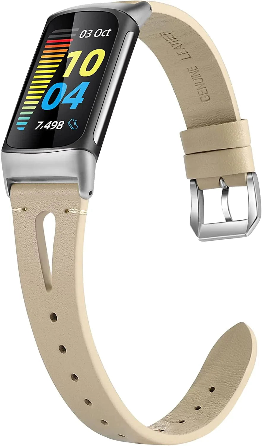 Wearlizer Compatible with Fitbit Charge 5 Bands for Women Men, Slim Leather Band Thin Watch Replacement Strap Wristband Accessories for Charge 5, Black