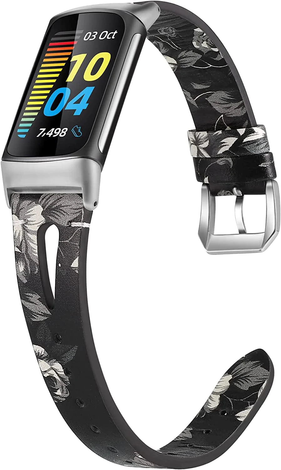 Wearlizer Compatible with Fitbit Charge 5 Bands for Women Men, Slim Leather Band Thin Watch Replacement Strap Wristband Accessories for Charge 5, Black