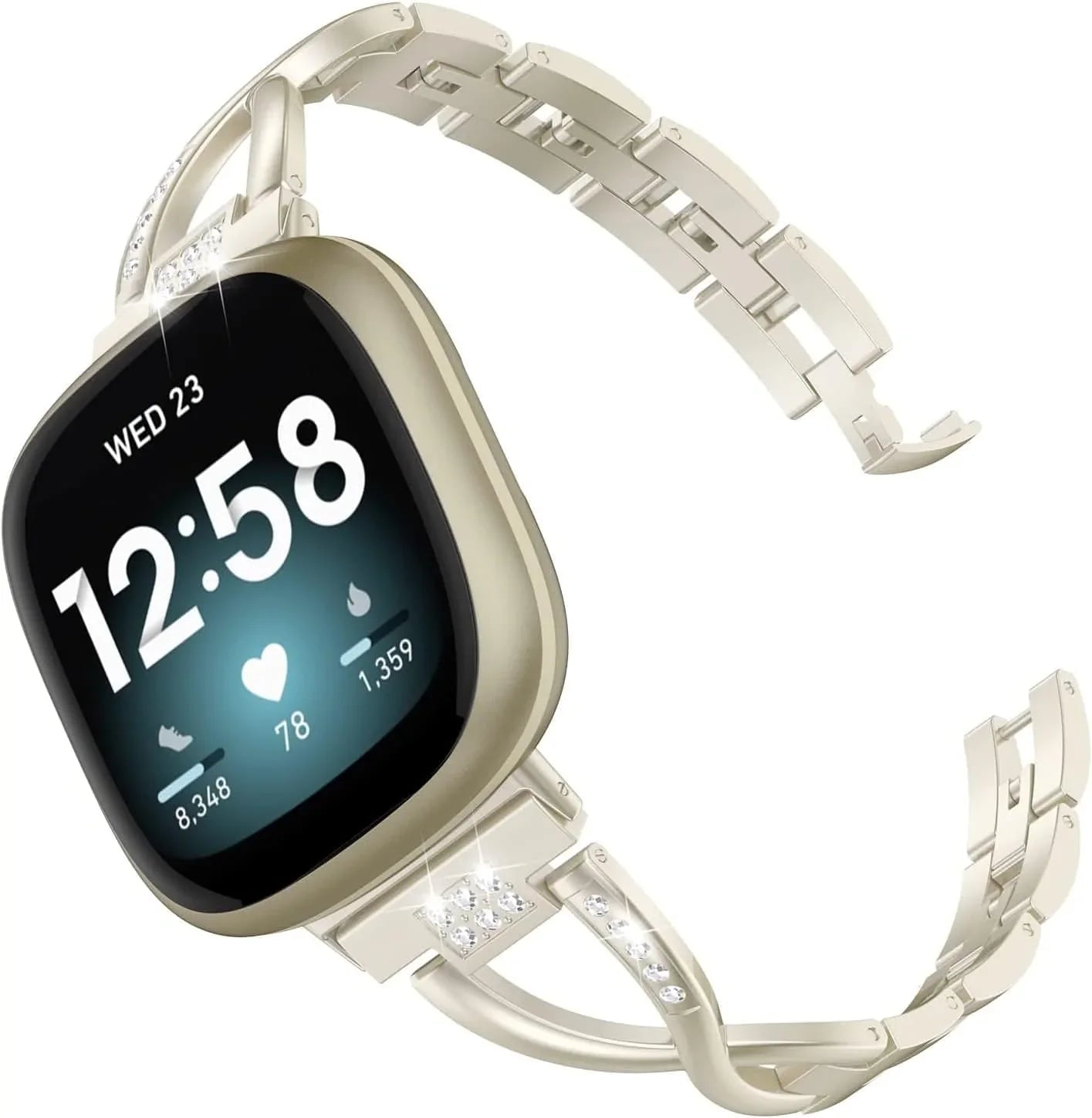 Wearlizer Compatible with Fitbit Sense/Fitbit Versa 3 Bands for Women Dressy Metal Wristbands Strap Accessory Bling Rhinestone Bracelet Band for Fitbit Sense/Versa 3 Smartwatch, Black