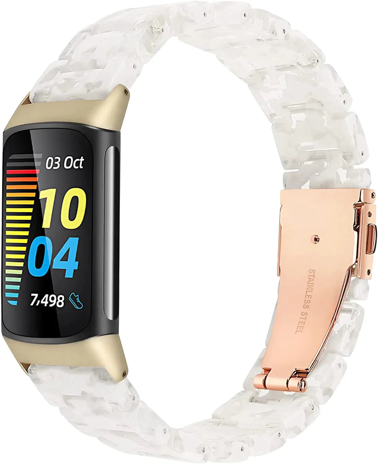 Wearlizer Resin Band Compatible with Fitbit Charge 5 Bands for Women Men, Cute Fashion Lightweight Bracelet Wristband Strap Accessories with Metal Buckle for Charge 5 Smartwatch, Tortoise