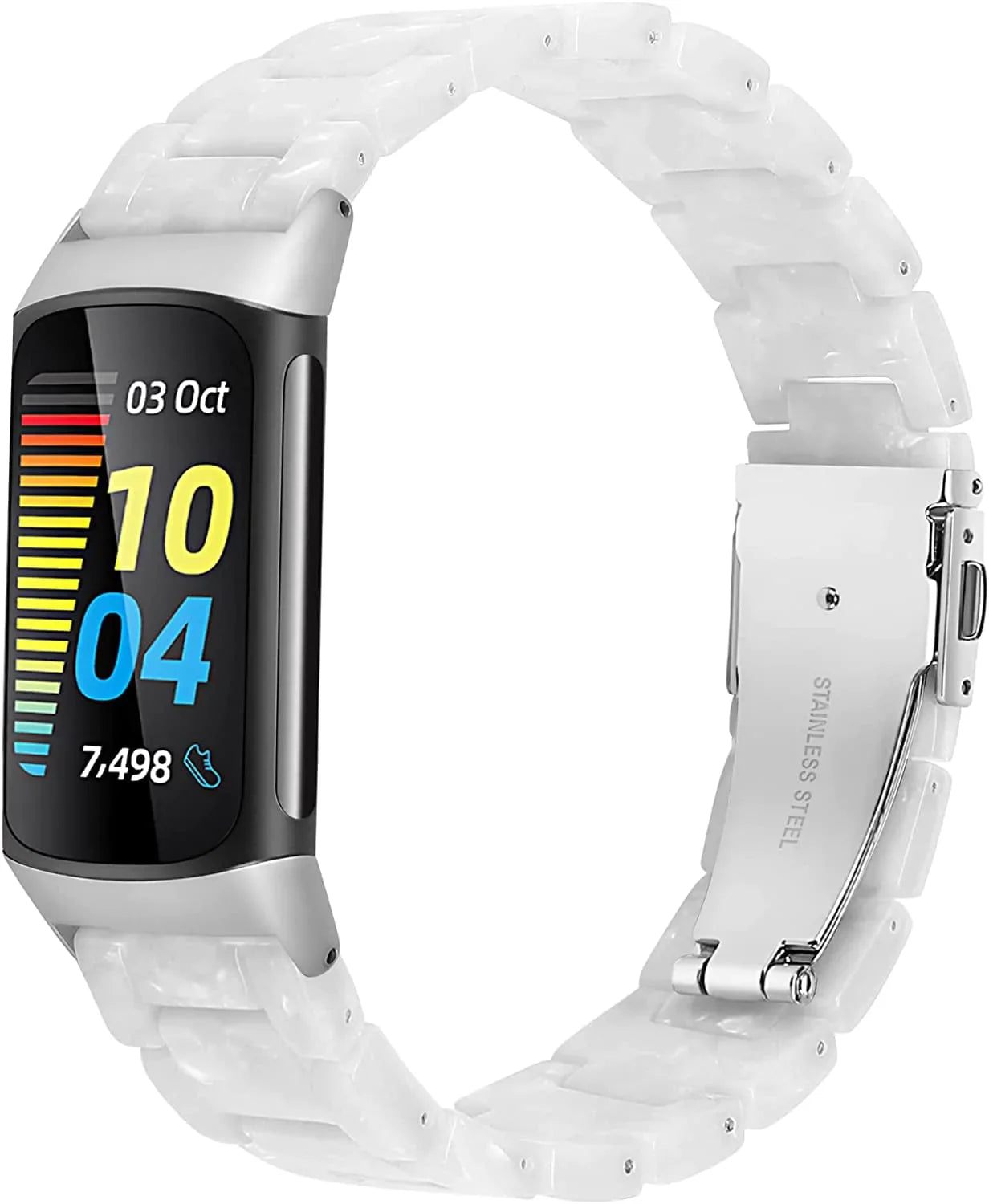 Wearlizer Resin Band Compatible with Fitbit Charge 5 Bands for Women Men, Cute Fashion Lightweight Bracelet Wristband Strap Accessories with Metal Buckle for Charge 5 Smartwatch, Tortoise