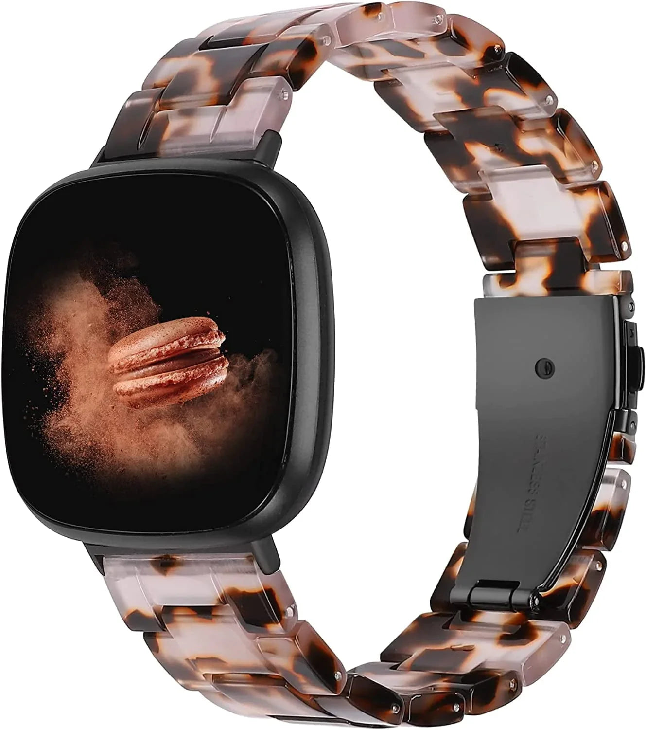 Wearlizer Resin Band Compatible with Fitbit Sense Bands/Versa 3 Bands for Women Men, Cute Fashion Lightweight Bracelet Wristband Strap Accessories with Buckle for Fitbit Sense/Versa 3,White Flower