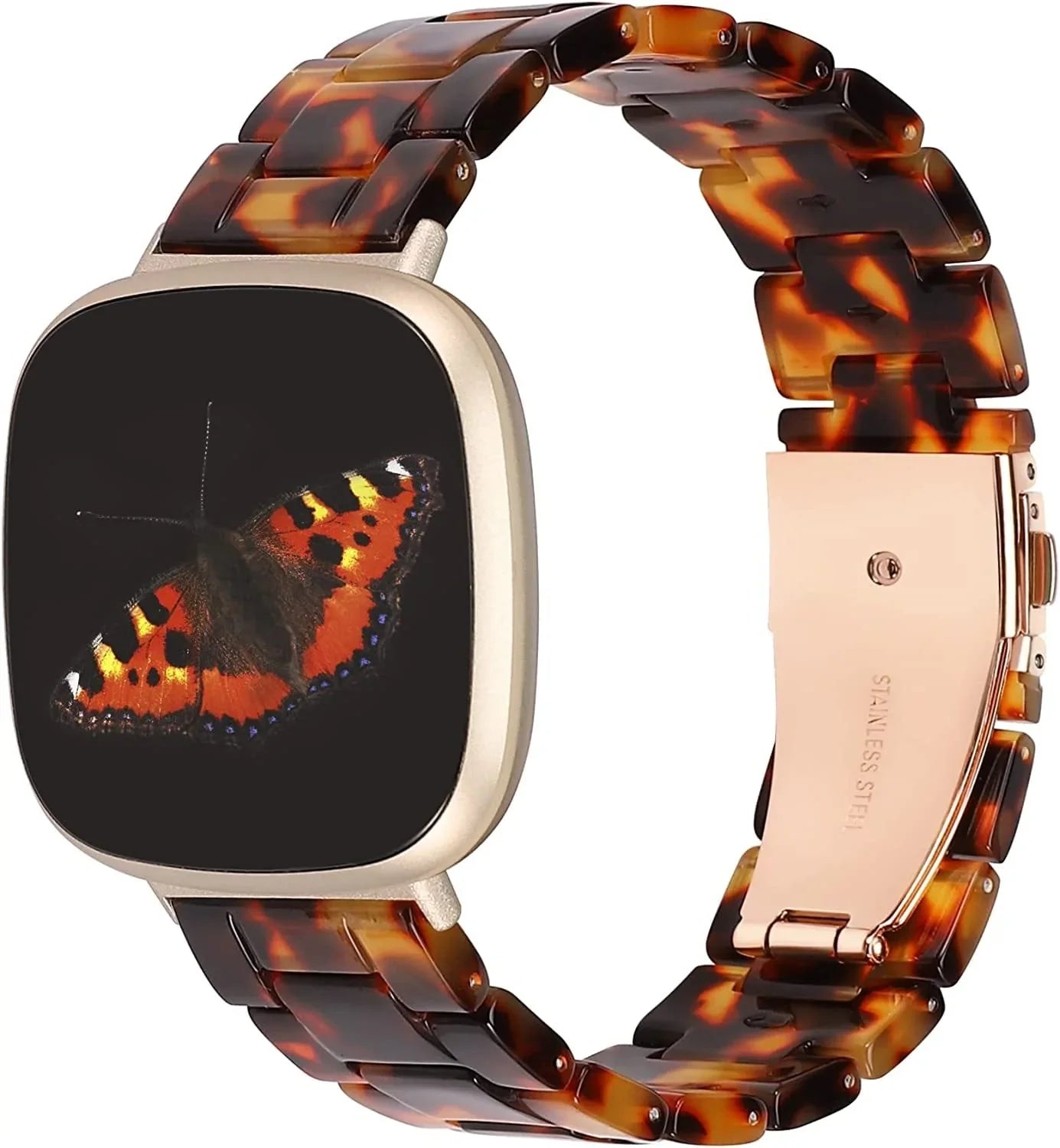 Wearlizer Resin Band Compatible with Fitbit Sense Bands/Versa 3 Bands for Women Men, Cute Fashion Lightweight Bracelet Wristband Strap Accessories with Buckle for Fitbit Sense/Versa 3,White Flower