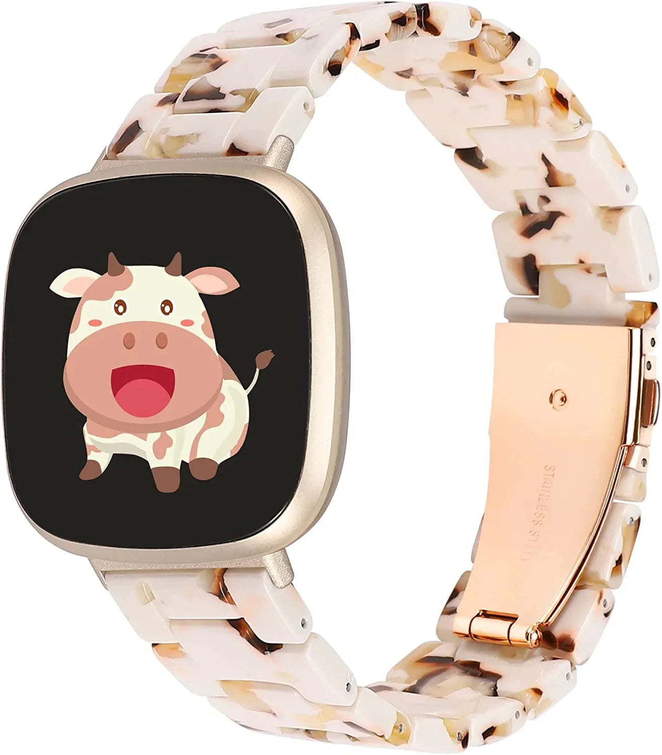 Wearlizer Resin Band Compatible with Fitbit Sense Bands/Versa 3 Bands for Women Men, Cute Fashion Lightweight Bracelet Wristband Strap Accessories with Buckle for Fitbit Sense/Versa 3,White Flower