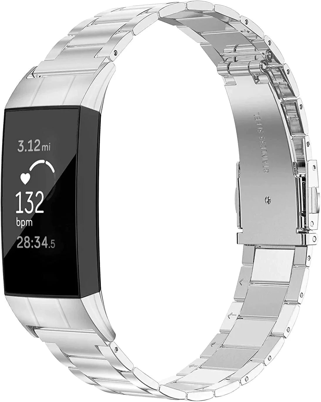 Wearlizer Stainless Steel Band Compatible for Fitbit Charge 3/Fitbit Charge 4/Charge 3 SE Bandswomen Men,Ultra-Thin Lightweight Replacement Strap Wristbands Accessories for Fitbit Charge 3 (Rosegold)