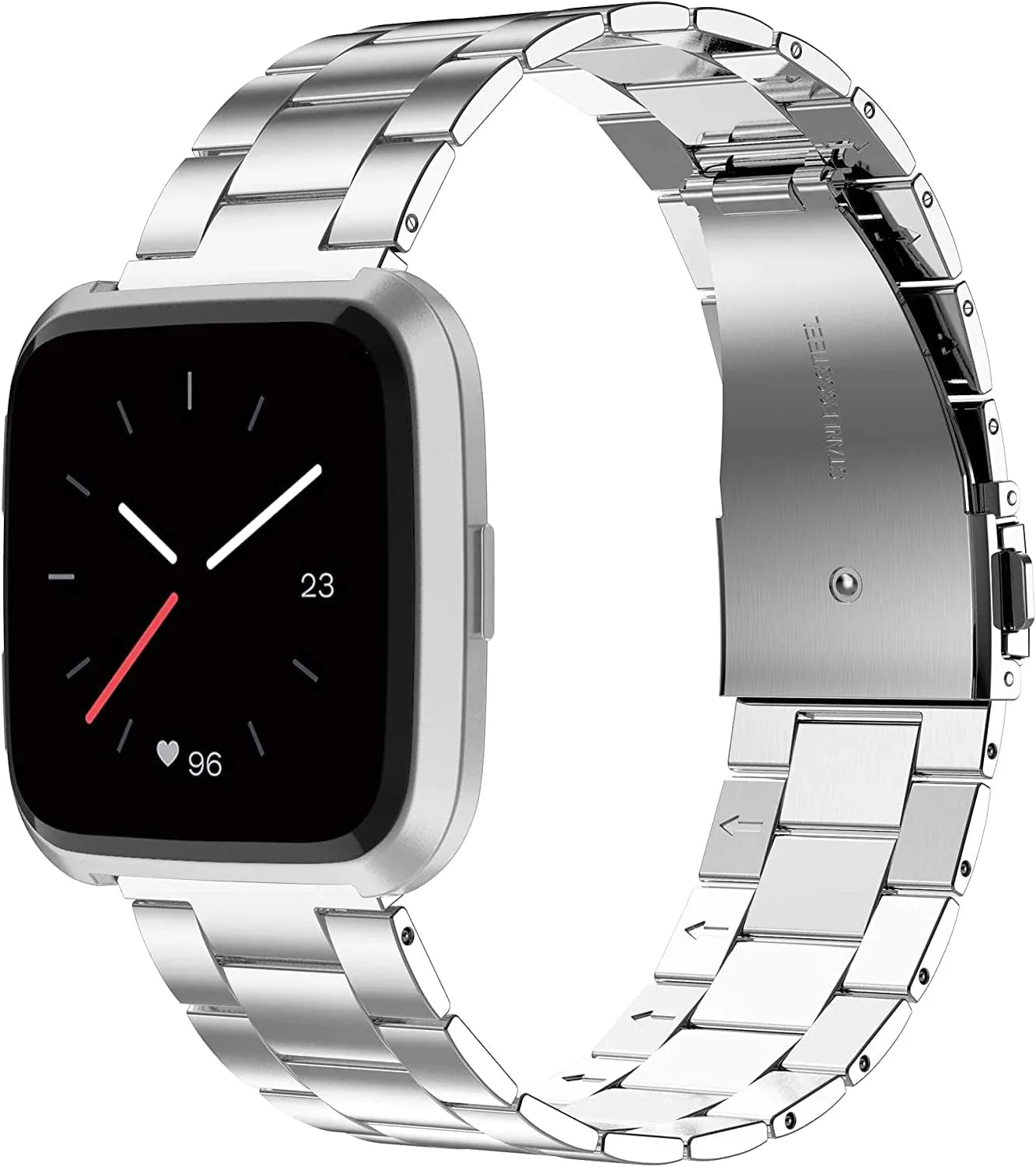 Wearlizer Stainless Steel Compatible for Fitbit Versa/Versa 2 /Versa Lite/Versa SE Bands Women Men,Ultra-Thin Lightweight Replacement Compatible for Fitbit Versa