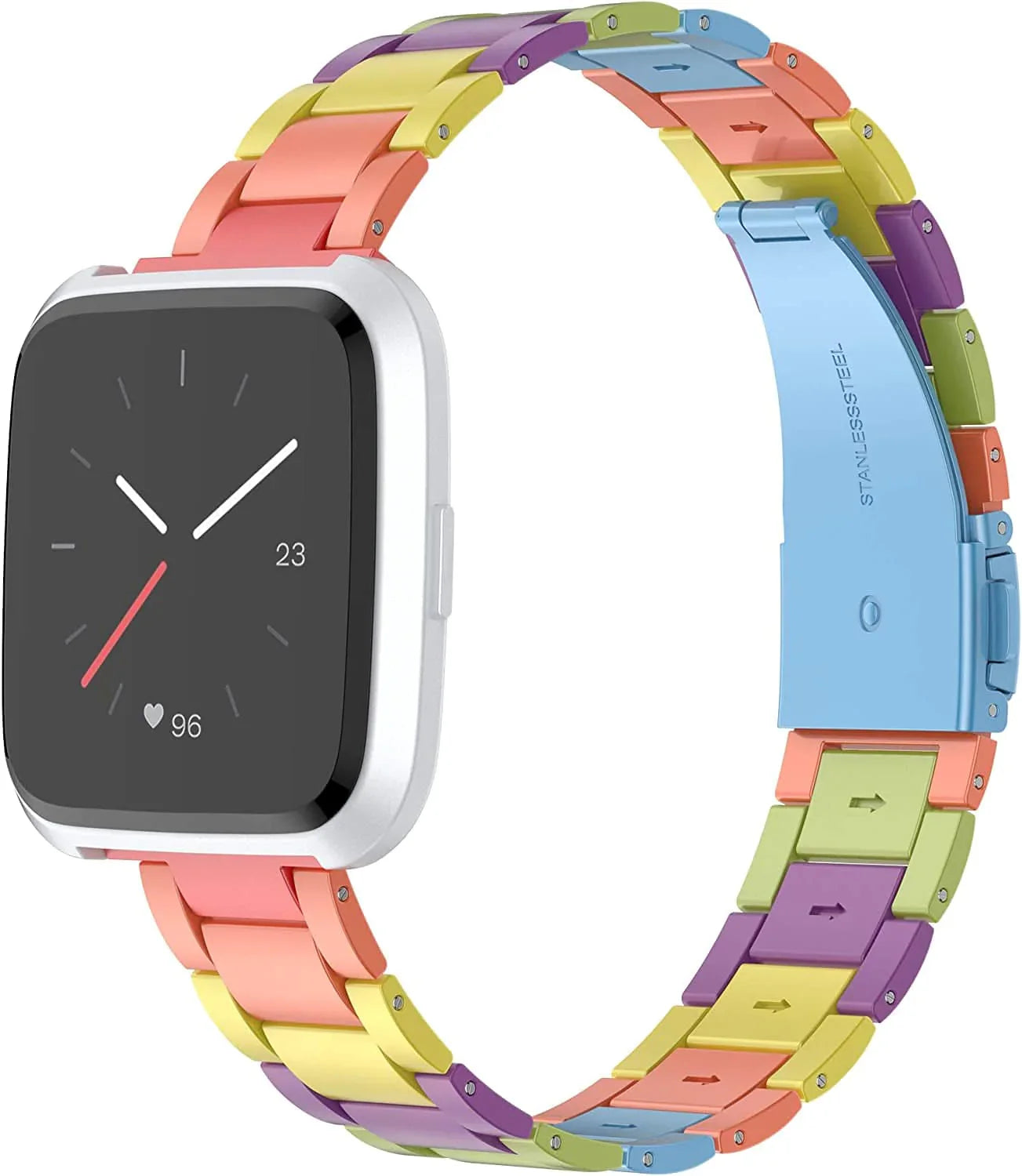 Wearlizer Stainless Steel Compatible for Fitbit Versa/Versa 2 /Versa Lite/Versa SE Bands Women Men,Ultra-Thin Lightweight Replacement Compatible for Fitbit Versa