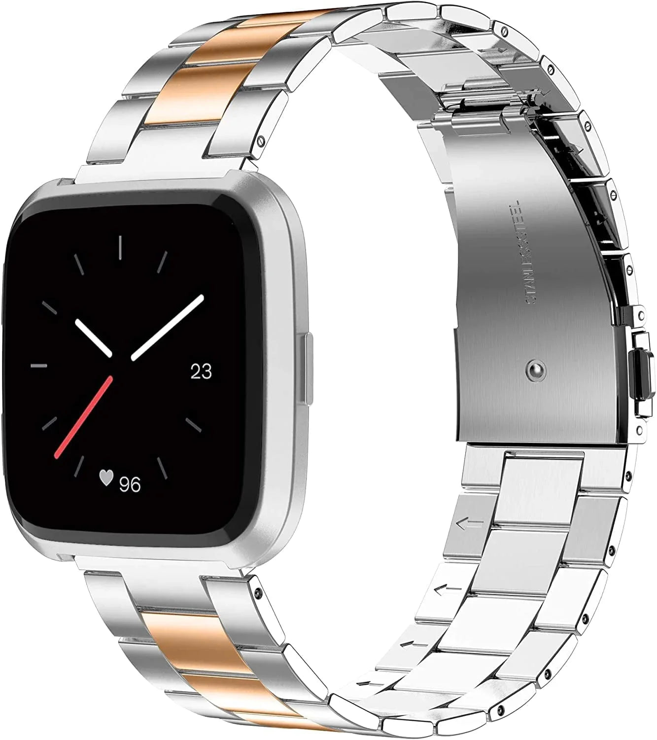 Wearlizer Stainless Steel Compatible for Fitbit Versa/Versa 2 /Versa Lite/Versa SE Bands Women Men,Ultra-Thin Lightweight Replacement Compatible for Fitbit Versa