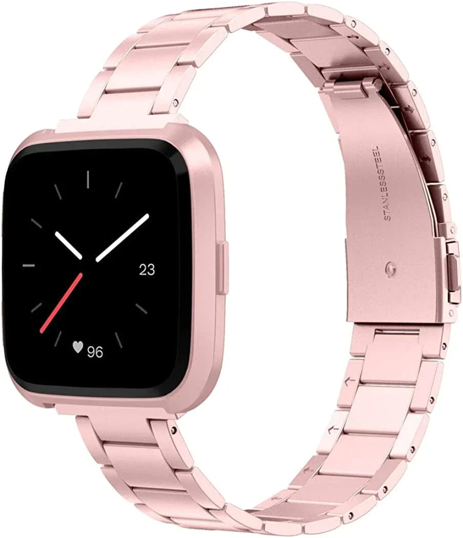 Wearlizer Stainless Steel Compatible for Fitbit Versa/Versa 2 /Versa Lite/Versa SE Bands Women Men,Ultra-Thin Lightweight Replacement Compatible for Fitbit Versa