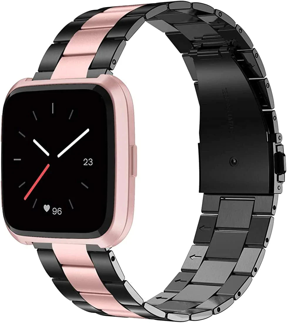 Wearlizer Stainless Steel Compatible for Fitbit Versa/Versa 2 /Versa Lite/Versa SE Bands Women Men,Ultra-Thin Lightweight Replacement Compatible for Fitbit Versa